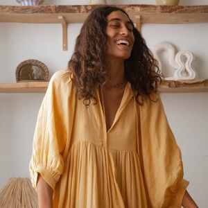 Daughters of India Kyra Midi Dress in Marigold Gauze